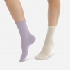 Набор женских носков DIM Pur Coton (2 пары) (Бежевый/Лаванда) фото превью 1