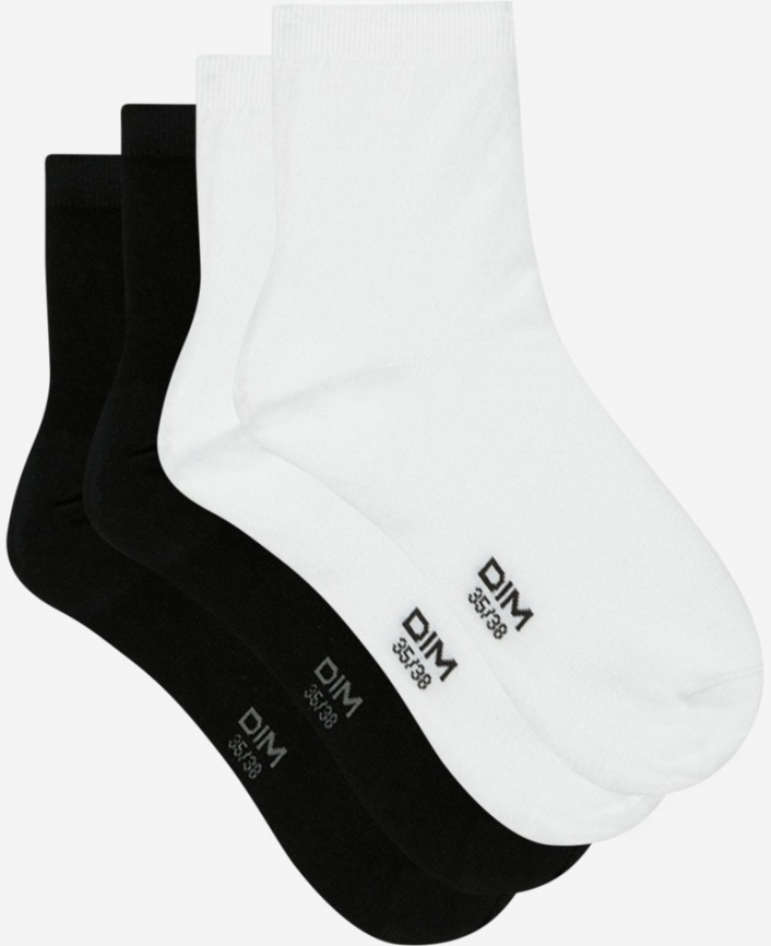 Набор женских носков DIM Basic Cotton (2 пары) (Белый/Черный) фото 2