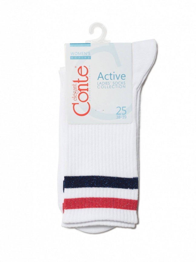 Женские носки CONTE Active (Белый-красный) фото 3