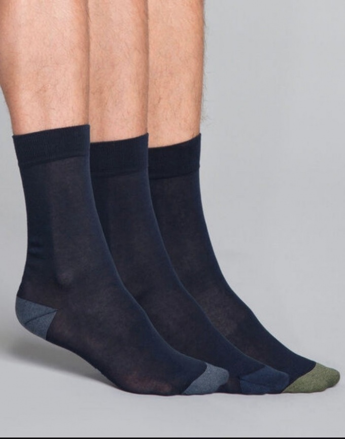 Набор мужских носков DIM Cotton Style (3 пары) (Синий) фото 1