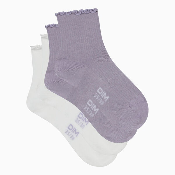 Набор женских носков DIM Modal (2 пары) (Белый/Лаванда) фото 2
