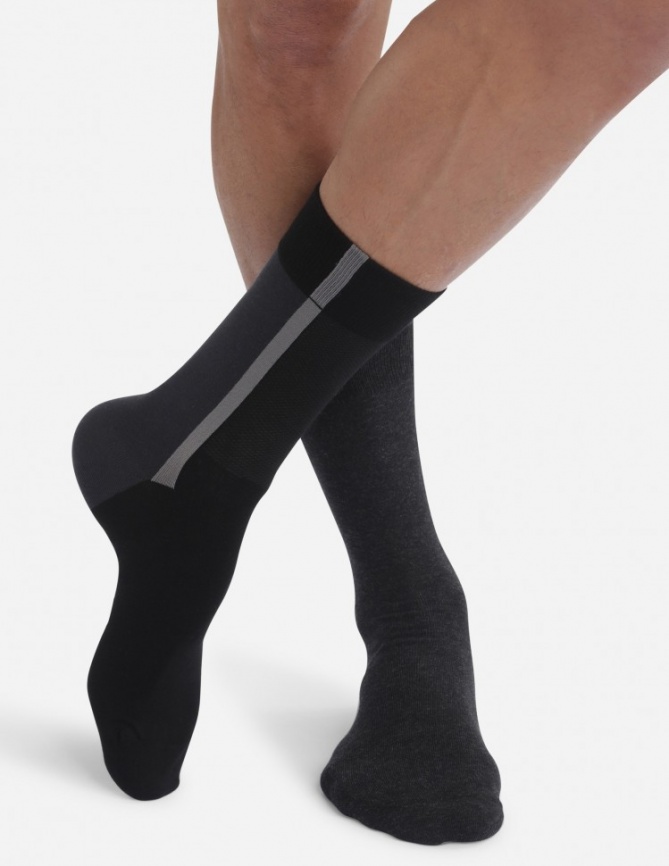 Набор мужских носков DIM Cotton Style (2 пары) (Черный/Антрацит) фото 1