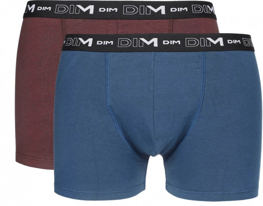 Набор мужских трусов-боксеров DIM Cotton Stretch (2шт) (Синий/Красный) фото 1