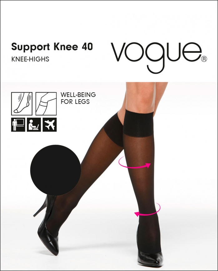 Женские гольфы VOGUE Support 40 knee highs (Black) фото 1