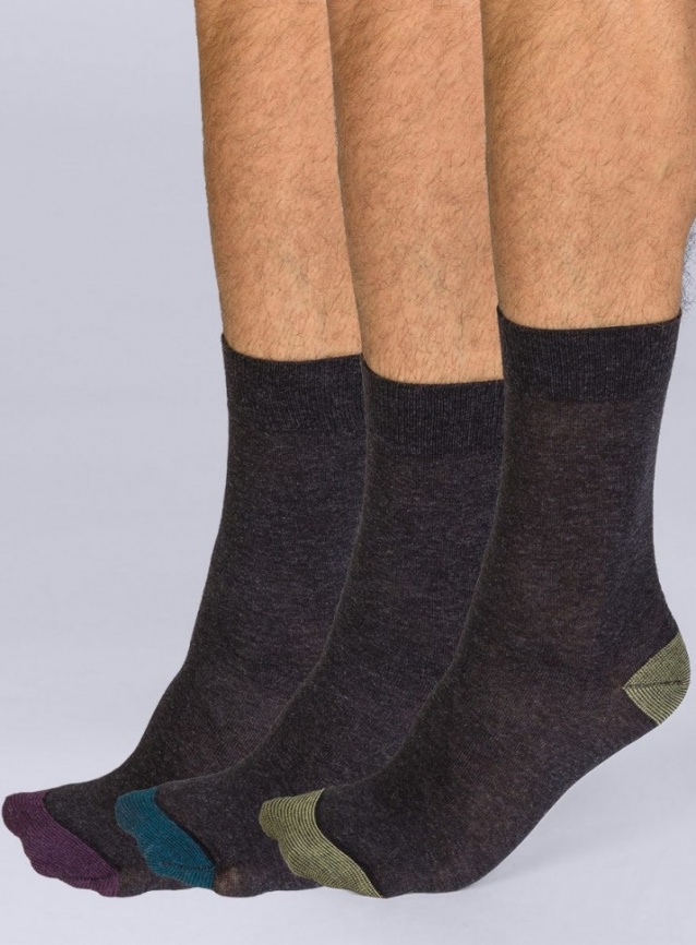 Набор мужских носков DIM Cotton Style (3 пары) (Антрацит) фото 1