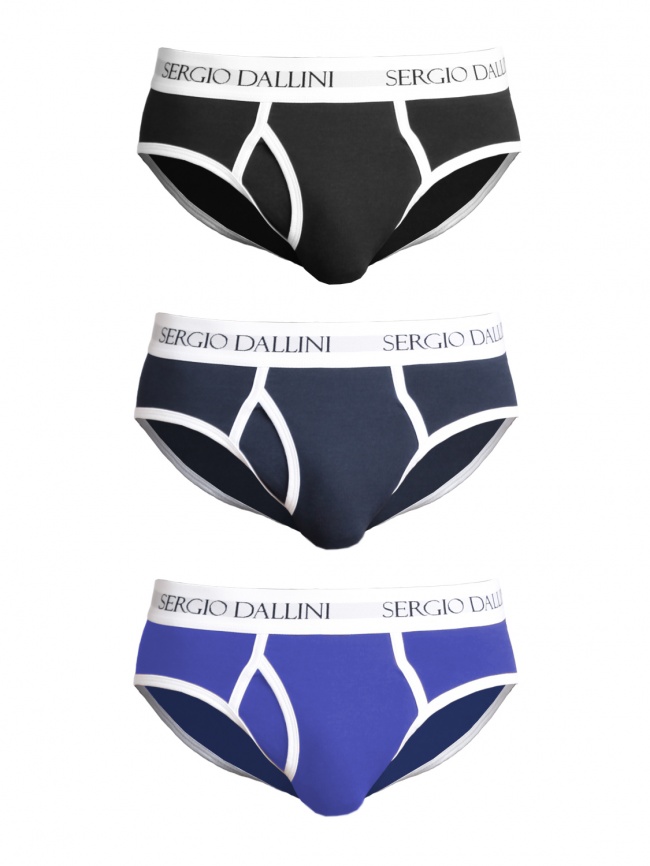 Набор мужских трусов-слипов SERGIO DALLINI (Темно-синий/Синий/Черный) фото 1