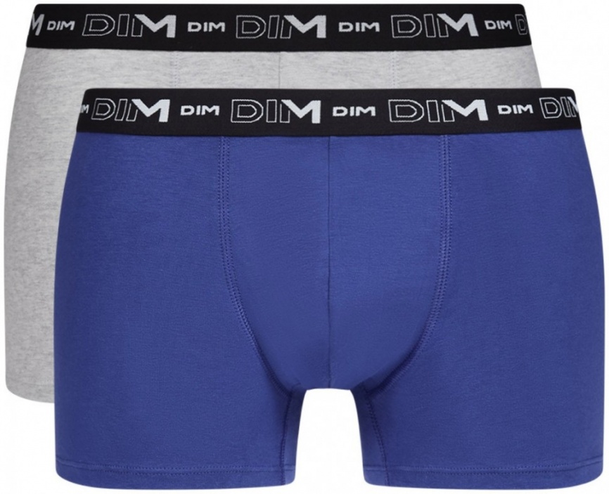 Набор мужских трусов-боксеров DIM Cotton Stretch (2шт) (Синий/Кварц) фото 1