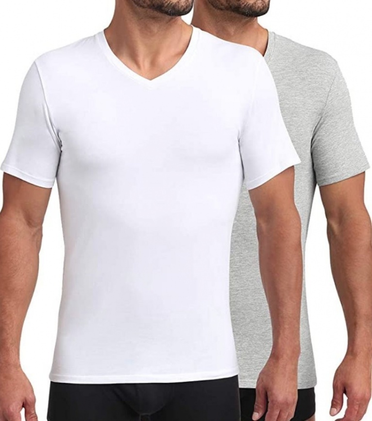 Набор мужских футболок DIM Green Bio Ecosmart (2шт) (Белый/Серый) фото 2