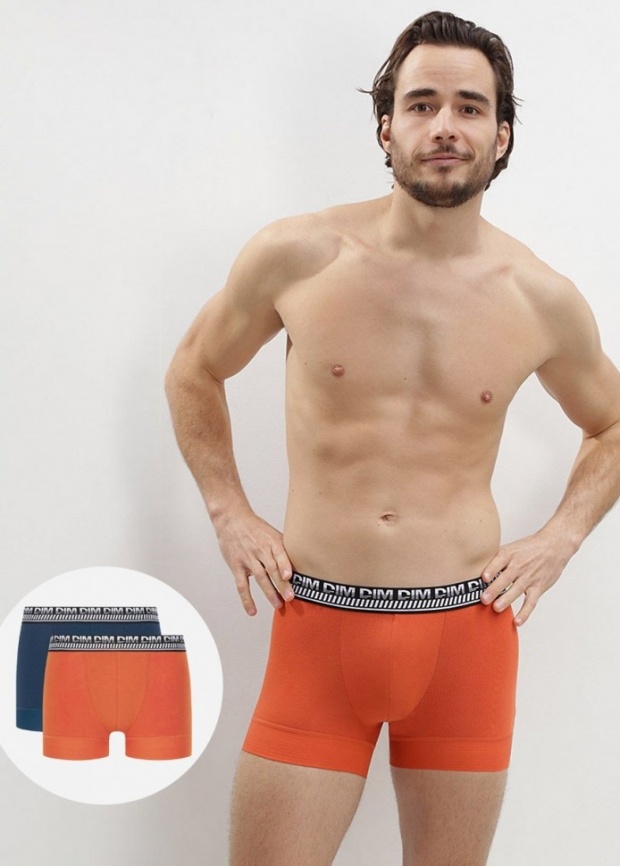 Набор мужских трусов-боксеров DIM 3D Stay and Fit (2шт) (Оранжевый/Синий) фото 2