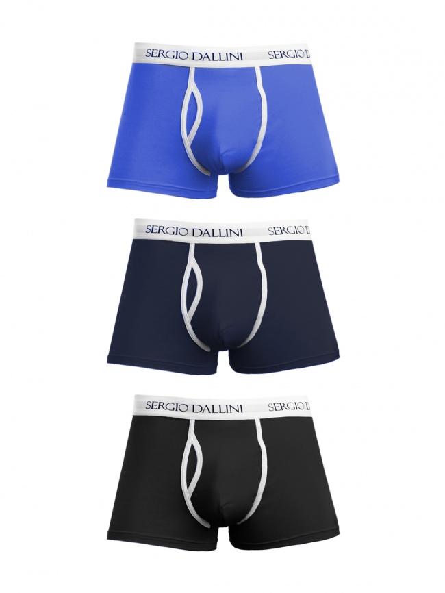 Набор мужских трусов-боксеров SERGIO DALLINI (Синий/Темно-синий/Черный) фото 1