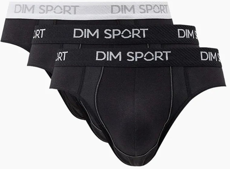 Набор мужских трусов-слипов DIM Sport (3шт) (Черный) фото 1