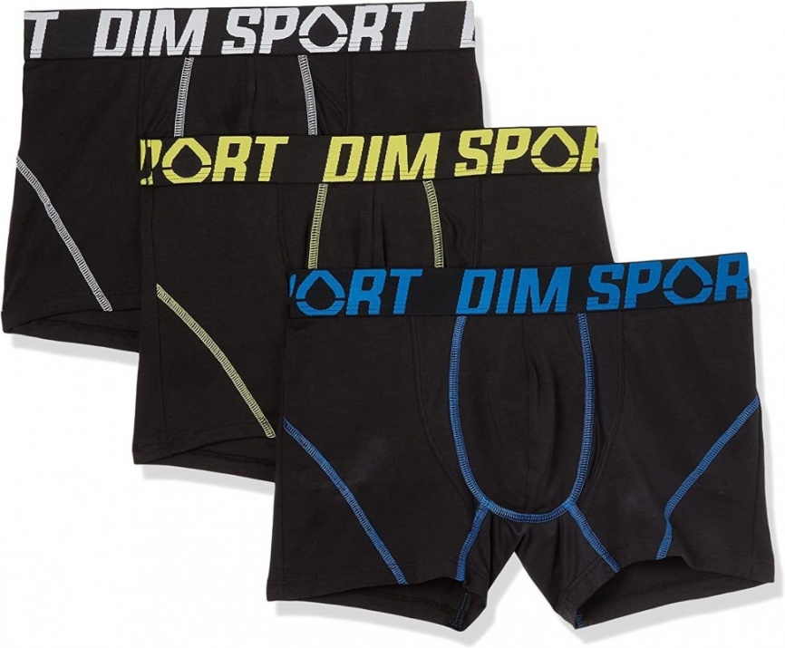 Набор мужских трусов-боксеров DIM Sport (3шт) (Черный) фото 1