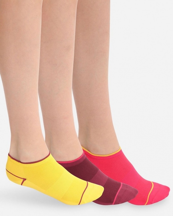 Набор женских носков DIM Sport (3 пары) (Бордовый/желтый/розовый) фото 1