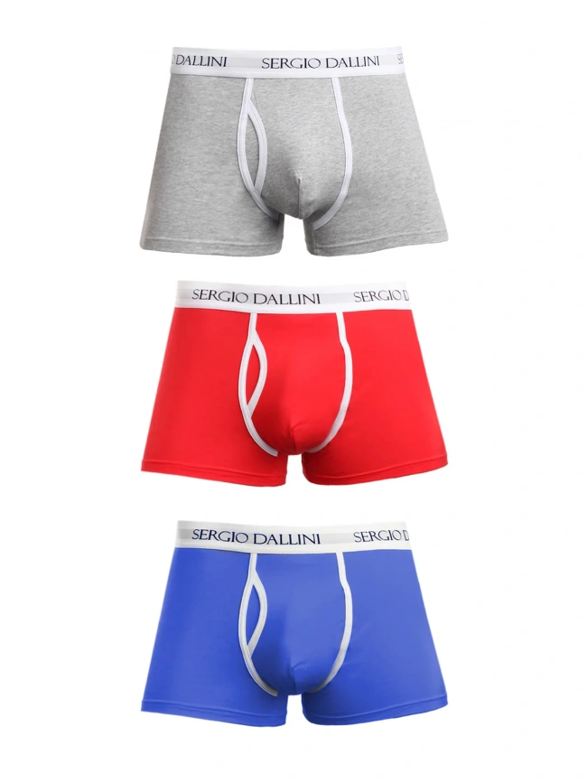 Набор мужских трусов-боксеров SERGIO DALLINI (Красный/Синий/Серый) фото 1