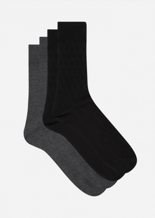 Набор мужских носков DIM Cotton Style (2 пары) (Черный/Антрацит) фото 2