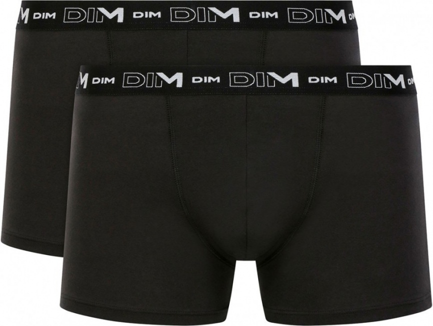Набор мужских трусов-боксеров DIM Cotton Stretch (2шт) (Черный/Черный) фото 1