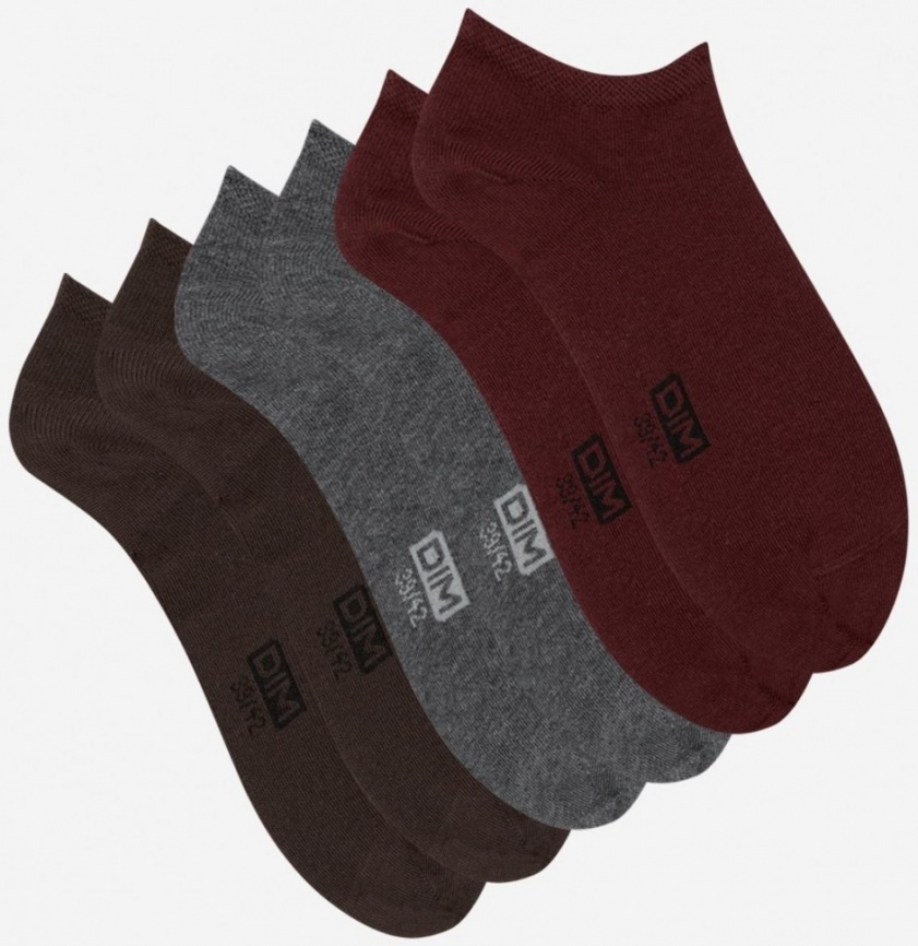 Набор мужских носков DIM Basic Cotton (3 пары) (Бордовый/Серый/Коричневый) фото 2