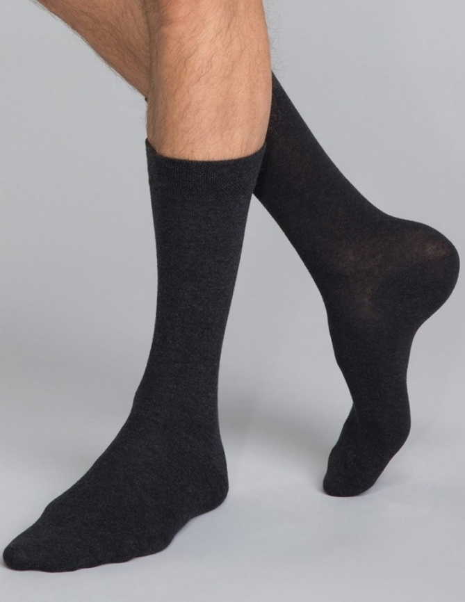 Набор мужских носков DIM Basic Cotton (3 пары) (Антрацит) фото 1