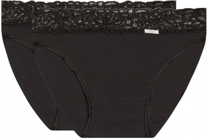 Набор женских трусов-слипов DIM Coton Plus F?minine (2шт) (Черный/Черный) фото 1
