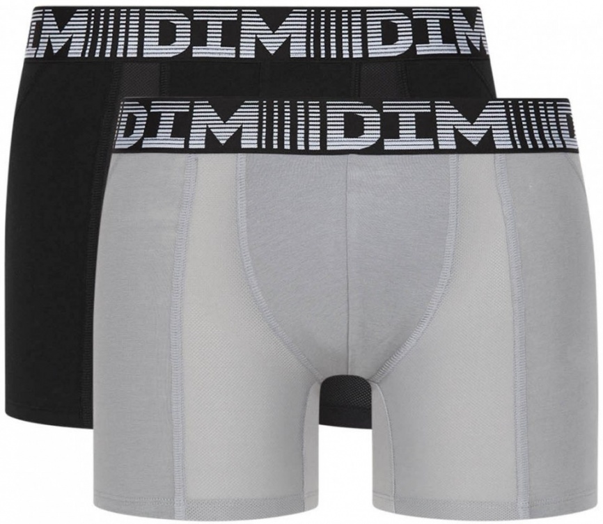 Набор мужских трусов-боксеров DIM 3D Flex Air (2шт) (Черный/Серый) фото 1