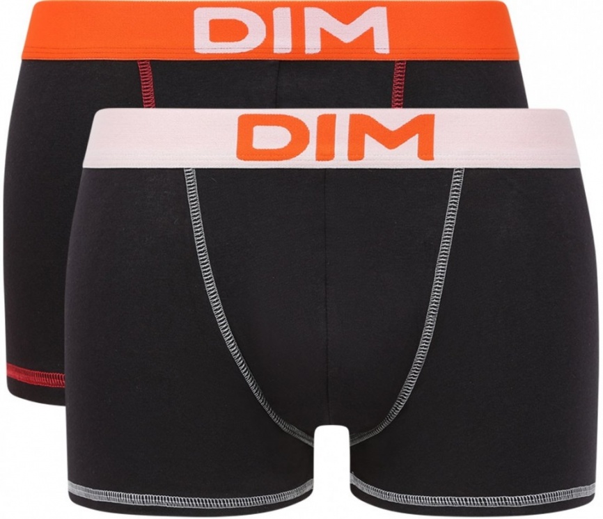 Набор мужских трусов-боксеров DIM Mix and Colours (2шт) (Черный-Оранж/Черный-Белый) фото 1
