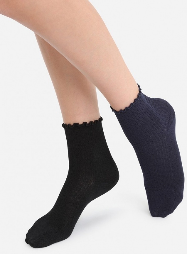 Набор женских носков DIM Dim Modal (2 пары) (Черный/Синий) фото 1