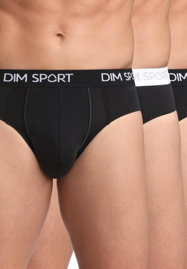 Набор мужских трусов-слипов DIM Sport (3шт) (Черный) фото 2